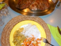 Abendessen heute Rindfleischcurry und Fisch