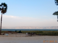 Blick von der Kirche auf den See Genezareth