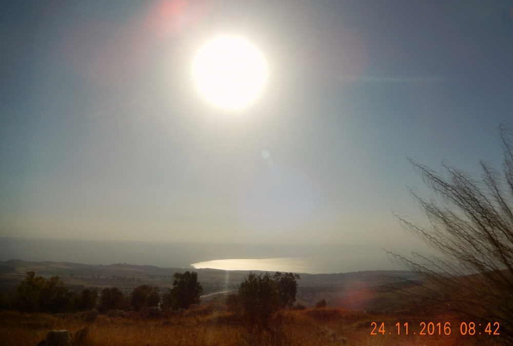Perfekter Sonnenschein über dem See Genezareth