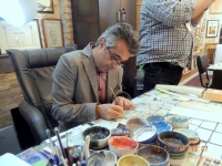 Miniaturmaler Prof Toghi bei der Arbeit