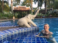 2017 11 01 Luang Prabang Hotel Villa Santi Erfrischung im schönen Pool