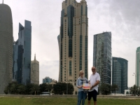 2018 04 08 Doha Skyline Doha Tower Reisewelt on Tour