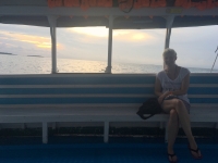 Sonnenuntergang während der Bootsfahrt