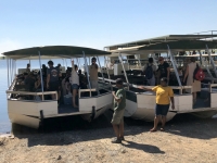 Abfahrt zur Bootsafari am Chobe Fluss im Hafen von Kasane