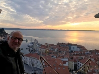 2018 12 31 Piran Blick vom Turm der Kirche des Hl. Georg mit Sonnenuntergang