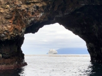 2019 03 17 Nightingale Island unser Schiff im Hintergrund