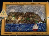 Plastikflaschen stellen den Tafelberg dar