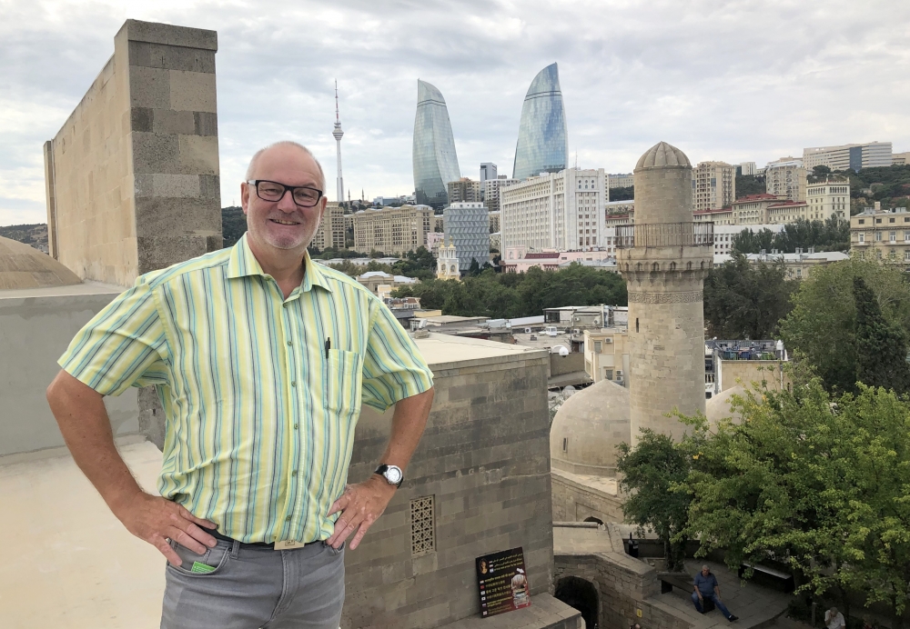 2019 09 09 Baku Palast Schirwanschahs Blick auf die Flame Towers
