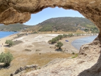 2021 05 24 Patmos Herrlicher Blick vom Felsen Kallikatsou am Petra Strand