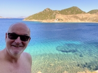 2021 05 24 Patmos Felsen Kallikatsou am Petra Strand mit wunderschönem Wasser
