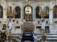 Kirche Agios Nikolaios vorbereitet für Hochzeit