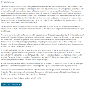 Christbaum Homepage-Beschreibung