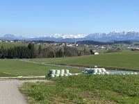 Blick auf Pöndorf mit Gebirge