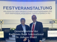 Strobl Johann Dr. Generaldirektor RBI Wien anl. Festveranstaltung RLB OÖ Design-Center