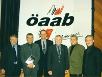 2000 01 21 ÖAAB Bezirkstag Bad Schallerbach Kandidaten für AK_Wahl mit LO Hiesl und VPräs Feilmair