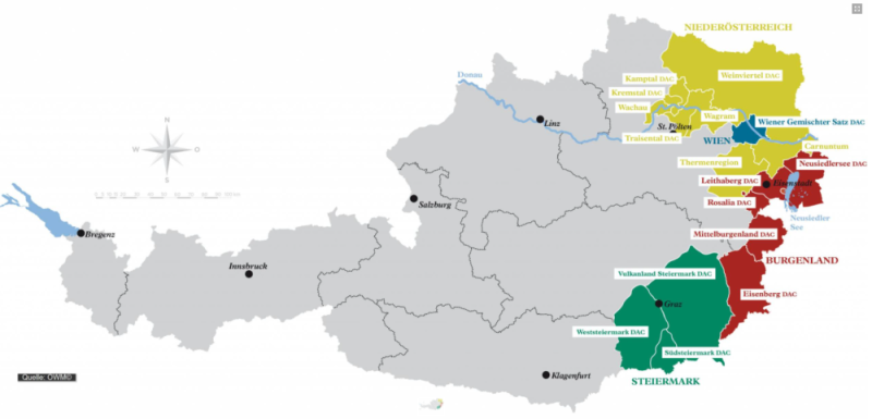 17 Weinbaugebiete in Österreich