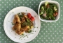 2021 04 01 Hühnerflügerl und Haxerl mit Gemüse Quinoa und gemischten Salat