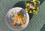 2021 04 24 Garnelenspieß mit Safran Gemüsereis und gemischten Salat