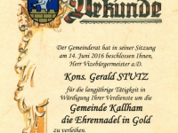 2016 12 14 Ehrennadel in Gold der Gemeinde Kallham