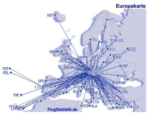 Flugrouten in Europa 1979_2023