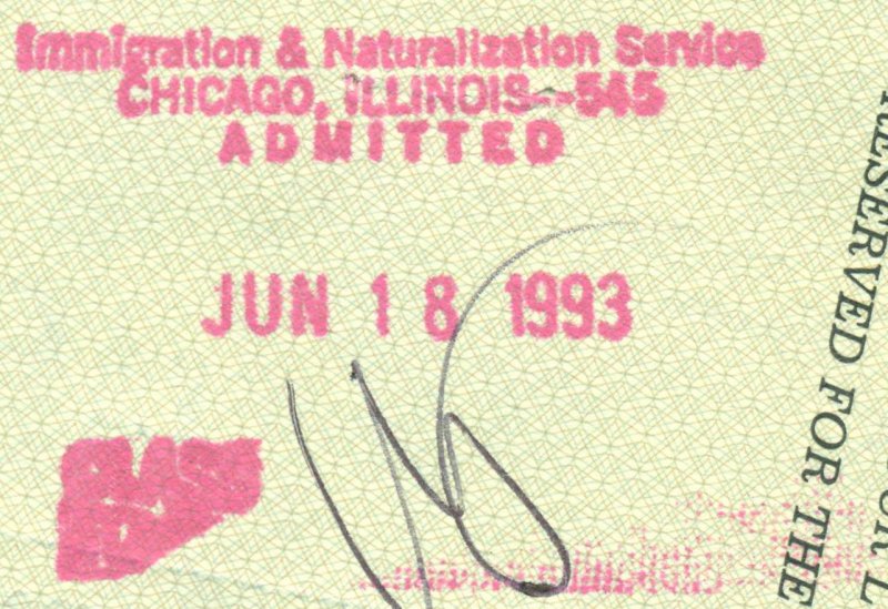 1993 06 18 USA Chicago - Einreise