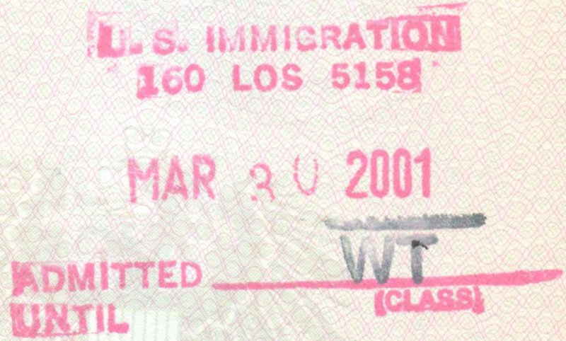 2001 03 30 USA Los Angeles - Einreise