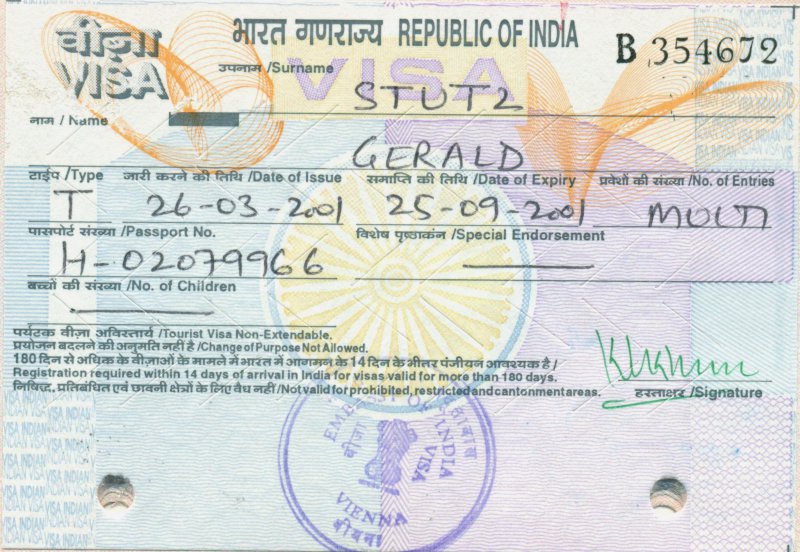 2001 04 18_25 Indien - Visum