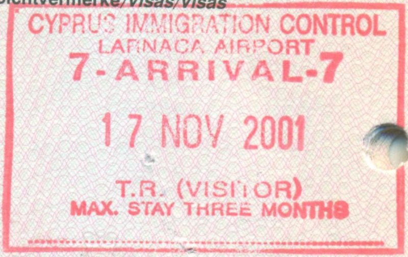 2001 11 17 Zypern Larnaca - Einreise
