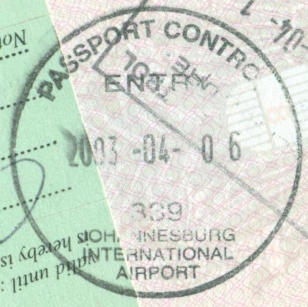 2003 04 06 Südafrika Johannesburg - Einreise