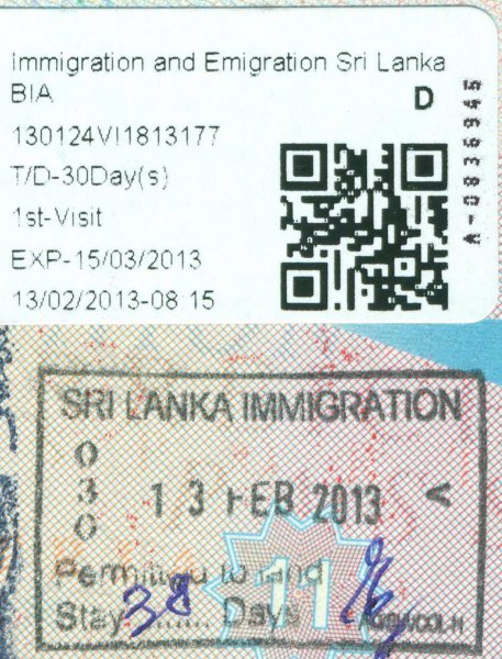 2013 02 13 Sri Lanka - Einreise