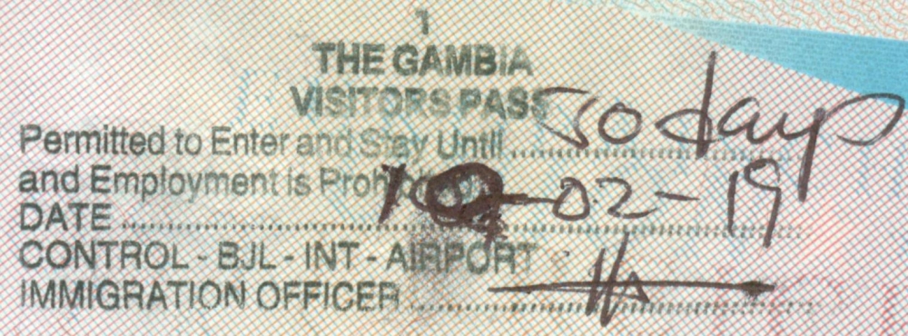 2019 02 10 Gambia Banjul - Visum
