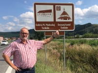 Slowakei Tvrdosin Holzkirchen in den Karpaten Tafel